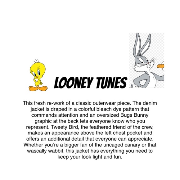 New Members Only Looney Tunes ACME Denim Jacket Bleach Tie Dye Acid Wash Large - Picture 12 of 16